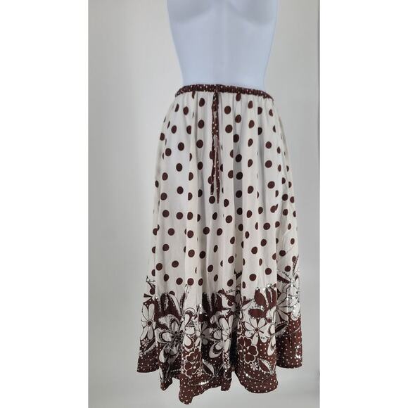 Indian Tropical women's polka dot midi Skirt Prairie 100% cotton Sequins Career - Picture 1 of 8